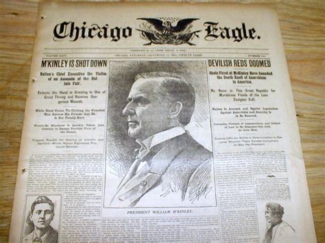 1901 headline newspaper ASSASSINATION of PRESIDENT McKINLEY at Buffalo NEW YORK