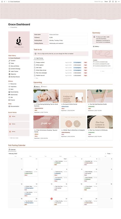 Notion Template Instagram Content Planner, Notion Social Media Planner ...