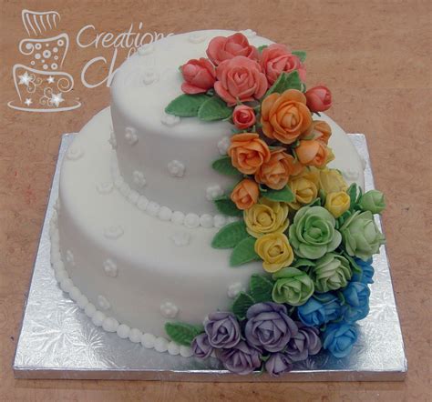 Rainbow Rose Wedding Cake - CakeCentral.com