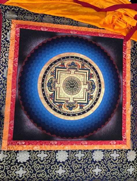 High Quality Blue Round Lotus Mandala Thangka Handpainted in - Etsy