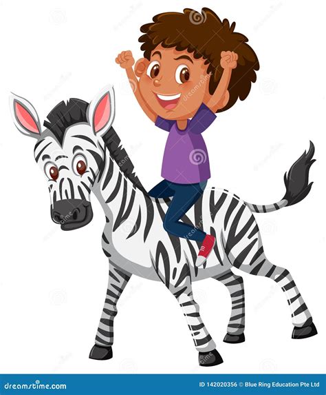 A boy riding a zebra stock vector. Illustration of cute - 142020356