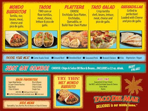 Taco Del Mar Menu, Menu for Taco Del Mar, Kamloops, Kamloops ...