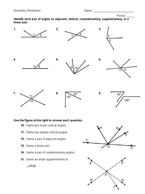 Vertical Angles Worksheet Pdf - Wordworksheet.com