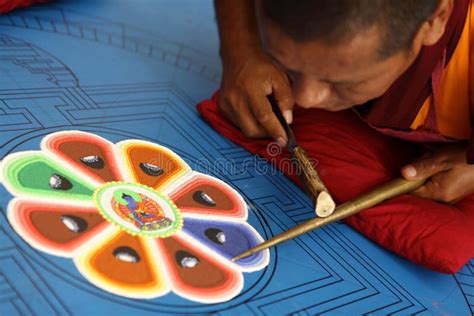 Buddhist Monk Making Sand Mandala. Editorial Photography - Image of fragile, india: 124159197
