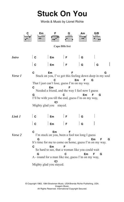 Stuck On You by Lionel Richie - Guitar Chords/Lyrics - Guitar Instructor