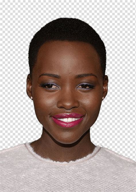 Woman wearing gray top, Lupita Nyong'o Portrait transparent background ...