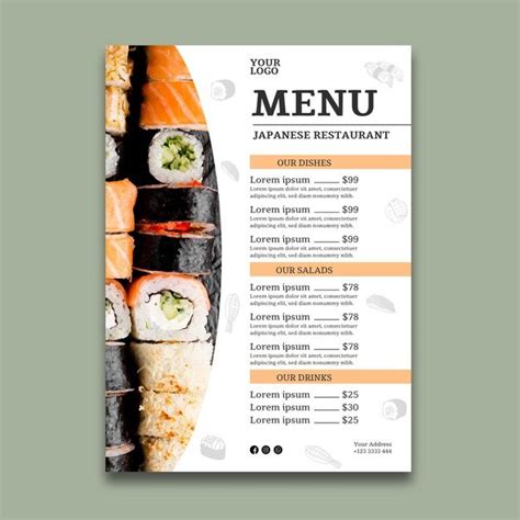 Premium Vector | Sushi restaurant menu template | Menu restaurant ...