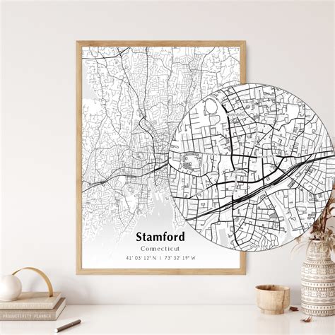 Map of Stamford Digital File, Modern City Map, Stamford Printable Map ...