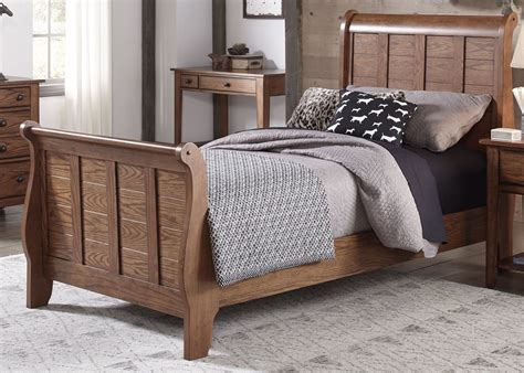 Grandpa's Cabin Aged Oak Full Sleigh Bed from Liberty | Coleman Furniture