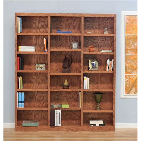 Traditional 84" Tall 18-Shelf Triple Wide Wood Bookcase in Dry Oak | Cymax Business