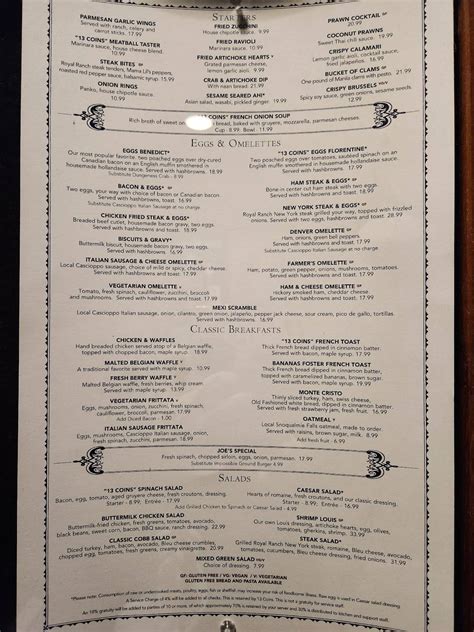 Menu at 13 Coins SeaTac pub & bar, SeaTac, International Blvd