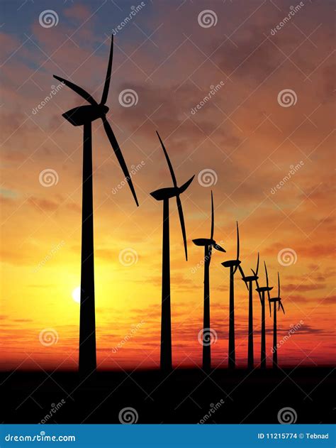 Wind farm stock photo. Image of silhouette, dusk, background - 11215774