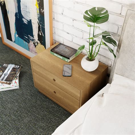 White Oak Freestanding Nightstand with Double Drawers – Krovel ...