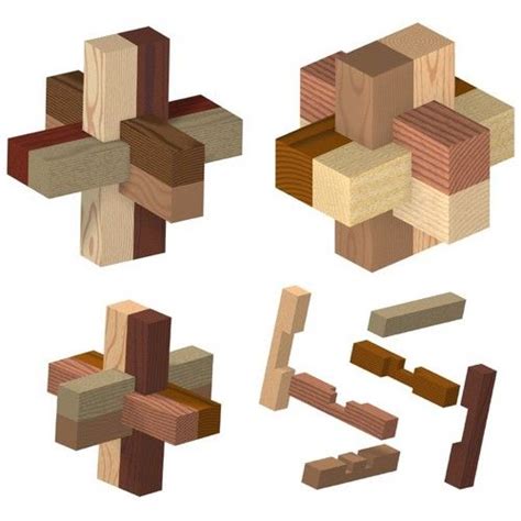 Six-piece Burr Puzzles | Rompecabezas de madera, Puzzles de madera, Cubos de madera