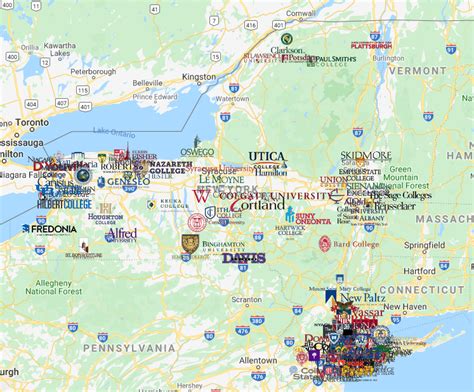 Colleges in New York Map | Colleges in New York - MyCollegeSelection