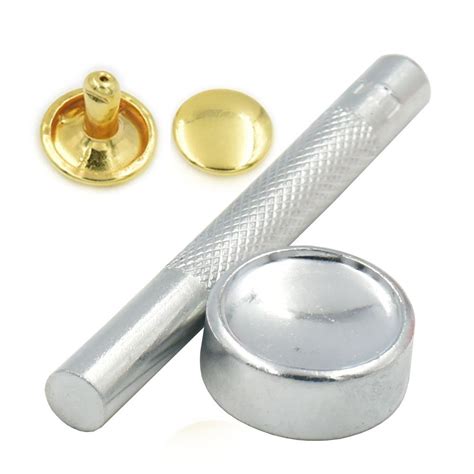 100 x 12mm Double Cap Tubular Rivets + Rivet Setting Hand Tool Leather ...