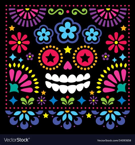 Traditional Mexican Art Skull