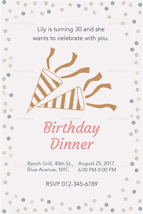 Birthday Dinner Invitation Design Template in PSD, Word, Publisher ...