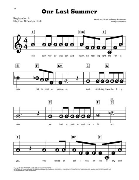 ABBA 'Our Last Summer (from Mamma Mia!)' Sheet Music and Printable PDF ...