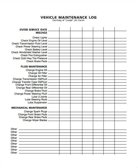 Maintenance Log Templates | 12+ Free Printable Word & Excel Samples ...