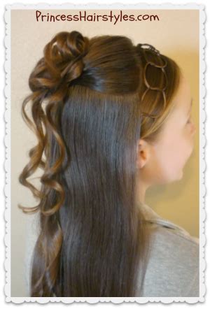 Formal Half Updo Hairstyle, Cascading Curls and Chains | Hairstyles For ...