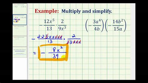 Ex: Multiplying Signed Fractions Containing Variables - YouTube