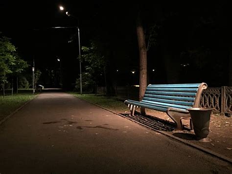 Park Bench At Night Stock Photos, Pictures & Royalty-Free Images - iStock