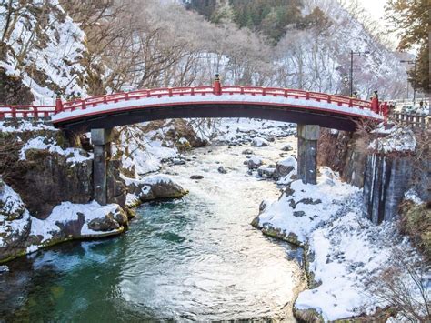 Shinkyo Bridge In Nikko, Japan In Winter Stock Image - Image of snowy, rock: 67233199