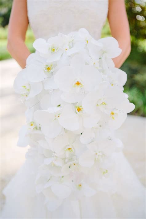 White Cascading Phalaenopsis Orchid Bridal Bouquet