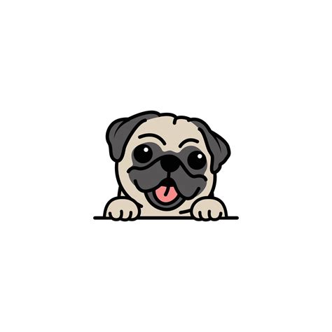 Cute pug dog cartoon, vector illustration 3489554 Vector Art at Vecteezy