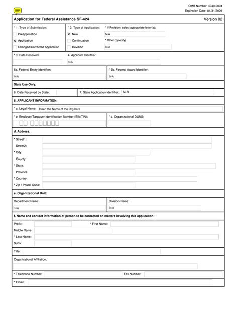 Sf424 Fillable Form - Printable Forms Free Online