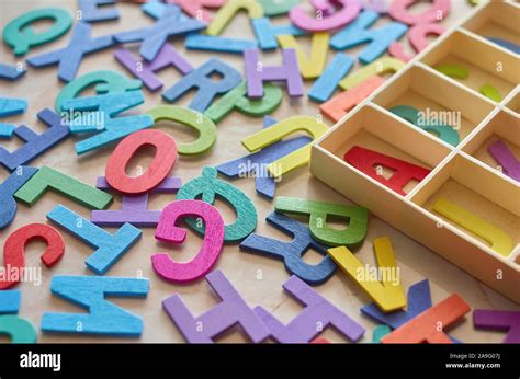 The colorful wooden alphabet toy Stock Photo - Alamy