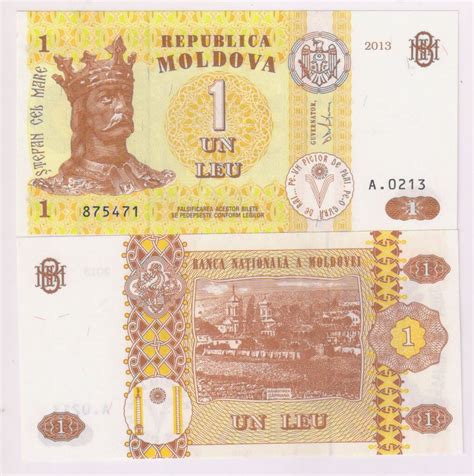 Moldova - 1 leu 2013 , unc currency note - KB Coins & Currencies