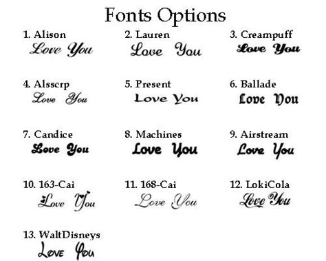 I Love You In Different Fonts