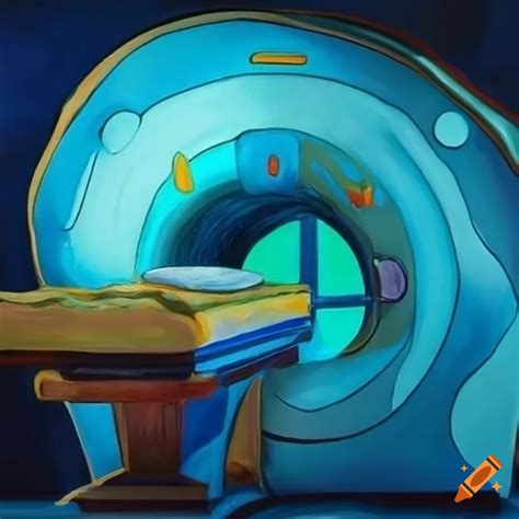 Vibrant painting of an mri machine on Craiyon