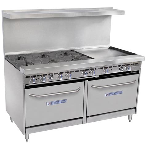 Bakers Pride Restaurant Series 60-BP-6B-G24-S26 6 Burner Range with Two Standard 26" Ovens and ...