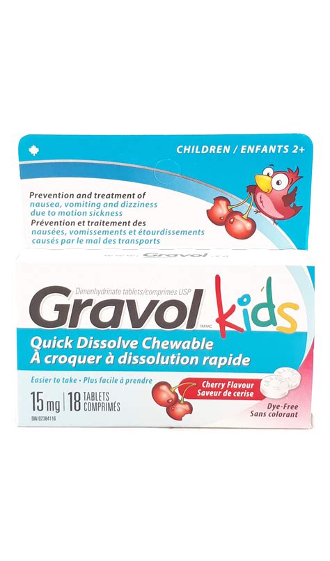 Gravol Kids, Chewable, 18 tablets – Green Valley Pharmacy