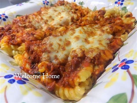 Welcome Home Blog: ♥ Baked Rotini in Meat Sauce