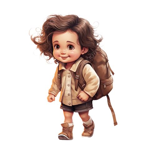 Baby Girl With Backpack Clip Art, Baby Girl With Backpack, Student, Transparent PNG Transparent ...