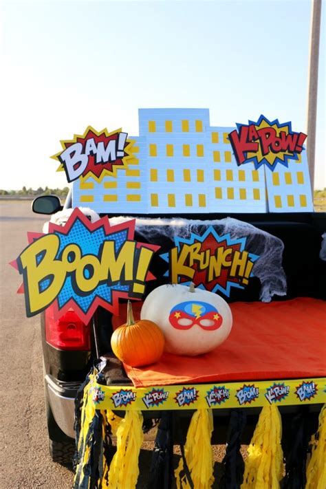 Superhero Halloween Trunk or Treat Ideas + DIY Skyline - Deonna Wade