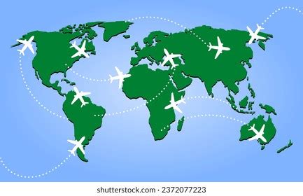 Illustration Airplane Flight Route On World Stock Vector (Royalty Free ...