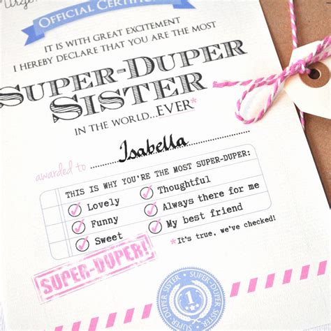 √ 20 Free Printable Big Sister Certificate ™ | Dannybarrantes Template