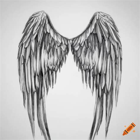 Six angel wings pencil drawing on Craiyon