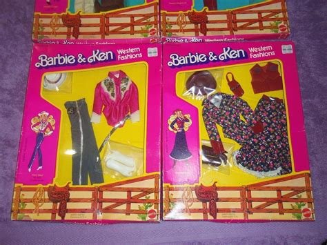 4 Vintage Mattel Barbie & Ken doll cowboy western fashion clothing ...