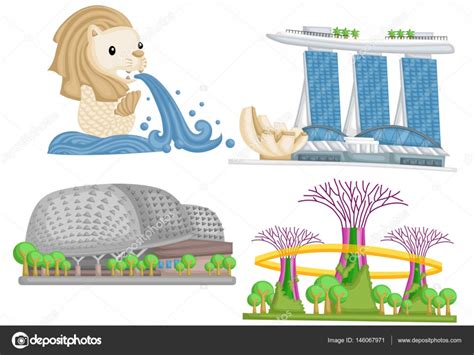 Buildings consists of singapore landmarks Stock Vector by ©comodo777 146067971