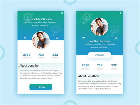 Portfolio App User Profile UI/UX Design | Web design, Webdesign, Design
