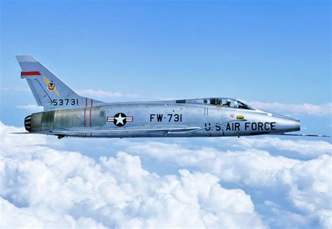 An F-100D Super Sabre over Rogers Dry Lake.(1441x955) : r/WarplanePorn