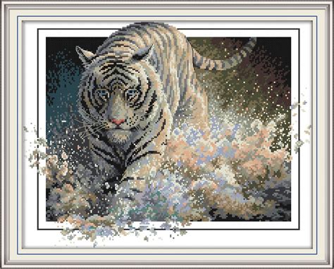 2020 White Tiger Home Cross Stitch Kit ,Handmade Cross Stitch ...