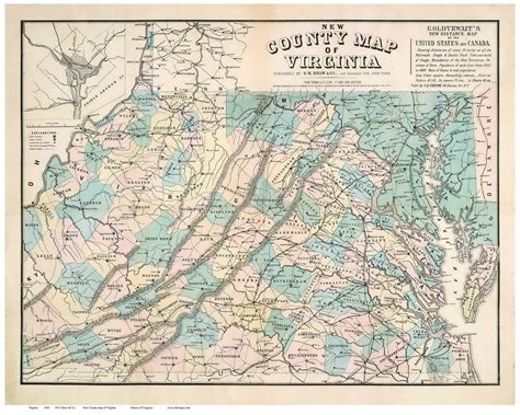 Virginia 1861 Snow - Old State Map Reprint - OLD MAPS