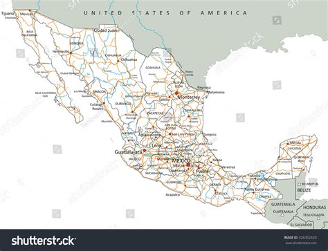 High Detailed Mexico Road Map Labeling Stock Vector (Royalty Free) 326352620 | Shutterstock